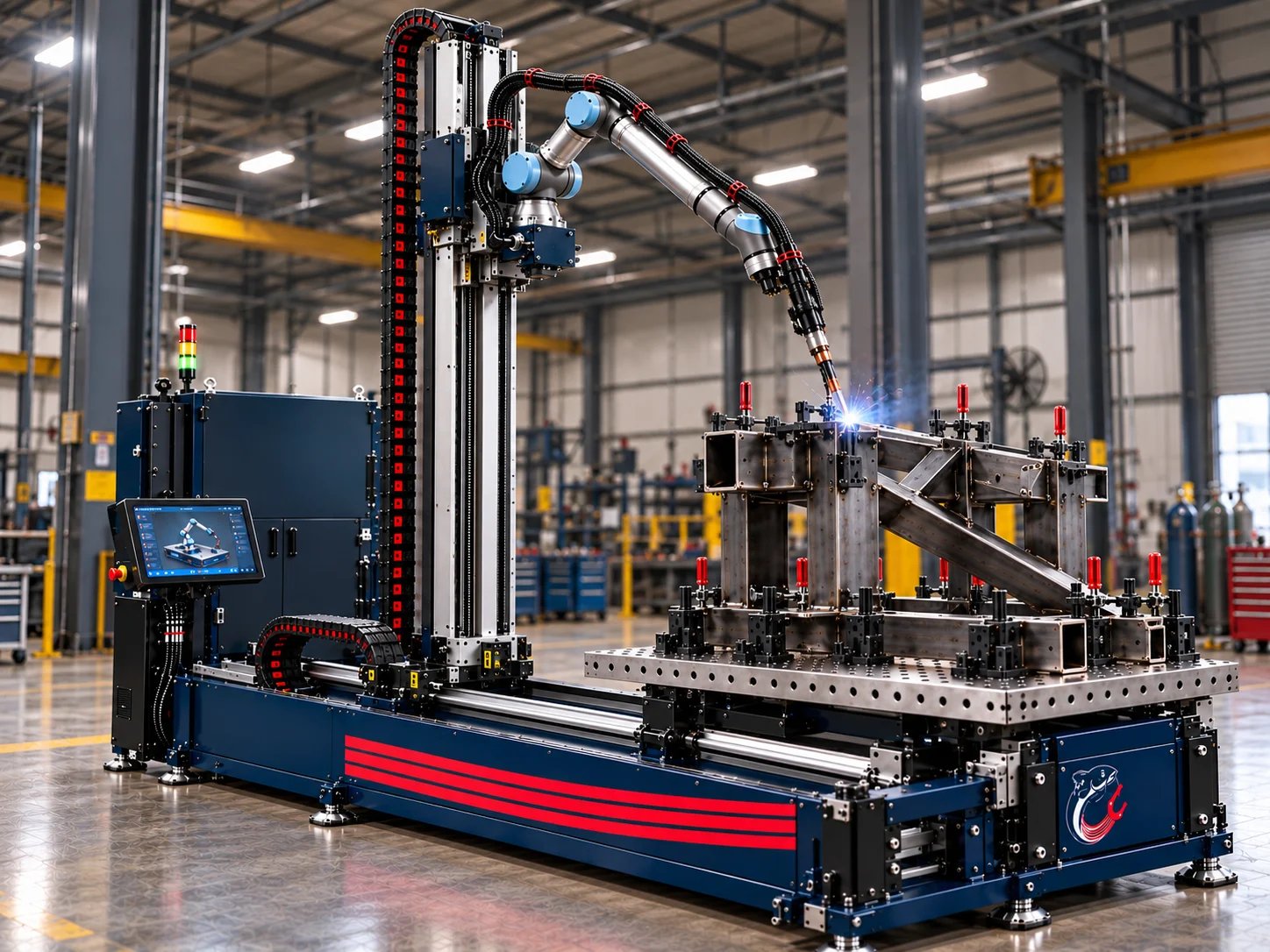 ARC-R robotic manufacturing cell with W7 robot and coordinated external motion