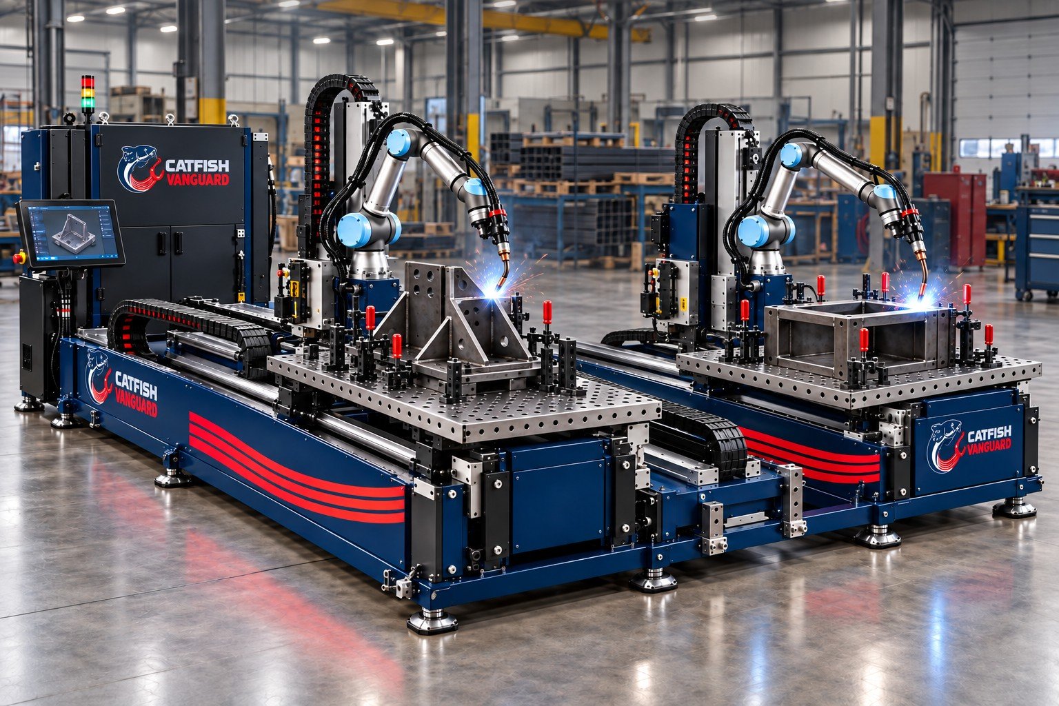 ARC-R Dual with each W7 robot welding its own part on its own table