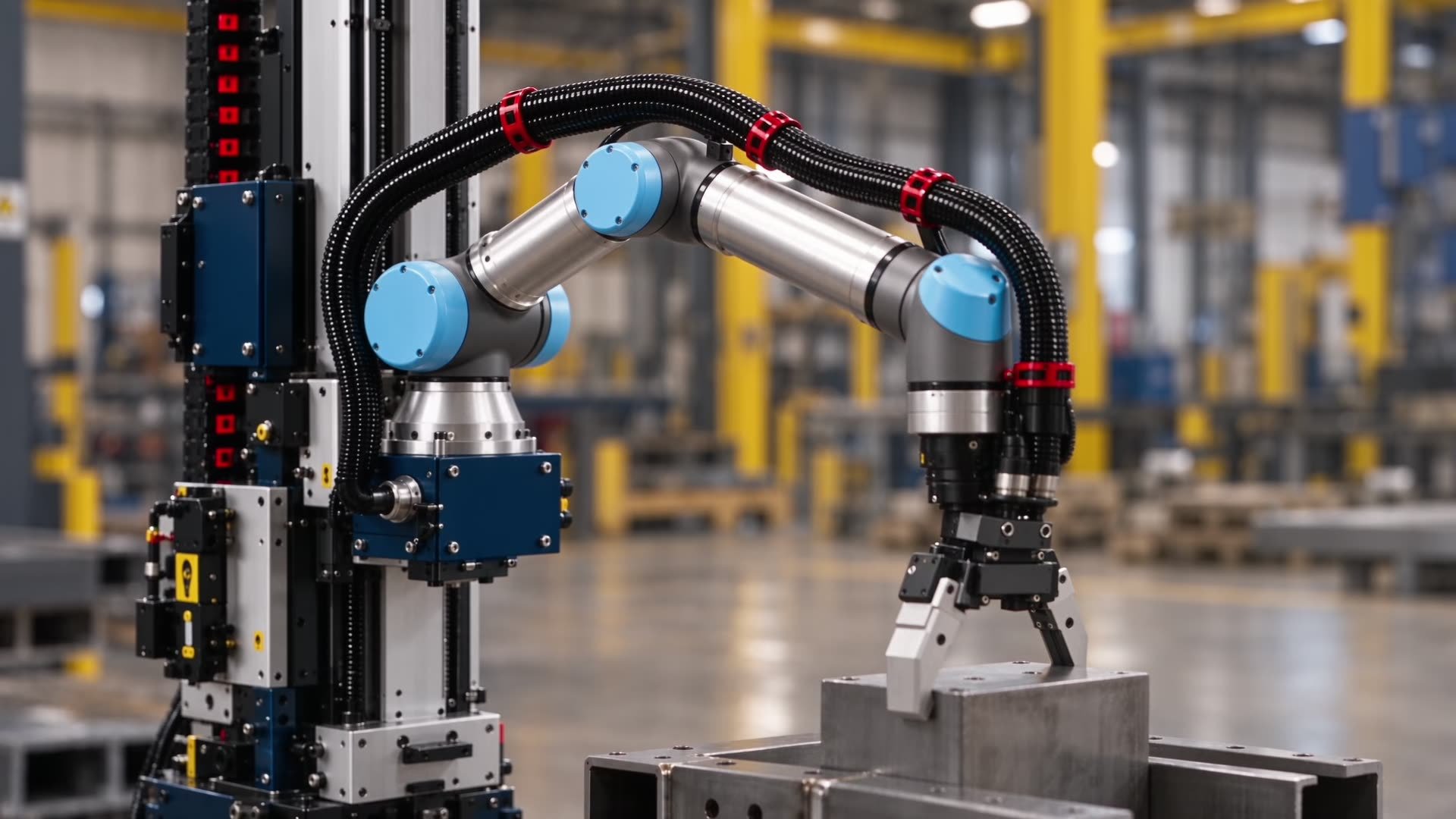 ARC-R robotic welding cell working on a steel assembly